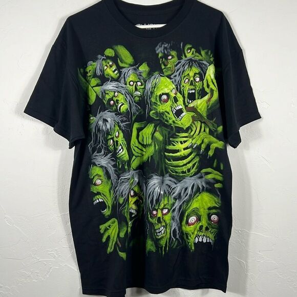 Liquid Blue Other - 🔥💀🧟 “NEW” ZOMBIE PILE A.O.P. Liquid Blue Horror Halloween Tee XL - Never Worn